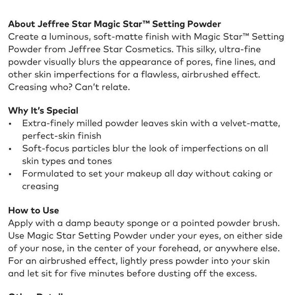 🌻 Jeffree Star Luminous Setting Powder in Translucent New FullSz - Picture 7 of 7